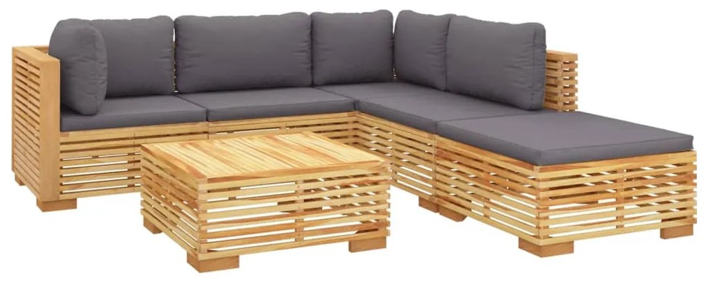 Set divani da giardino 6 pz con cuscini legno massello di teak