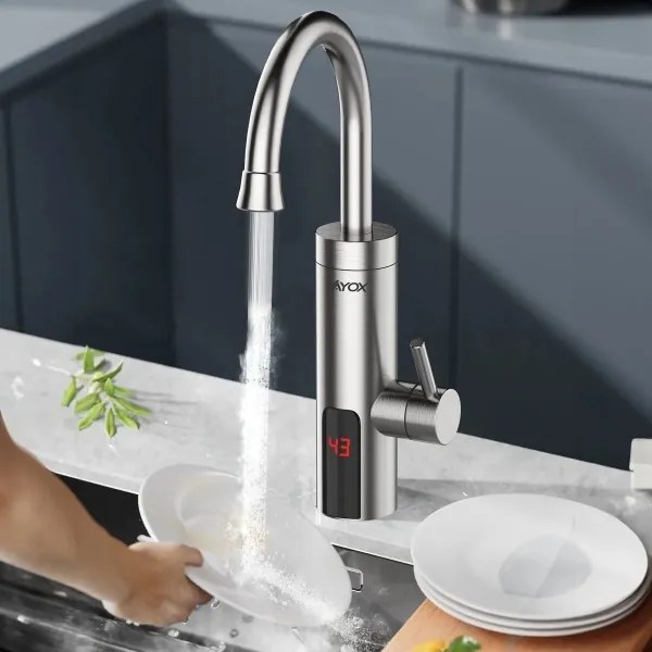 Scaldabagno istantaneo con LED display 3000W/230V IPX4 acciaio inossidabile