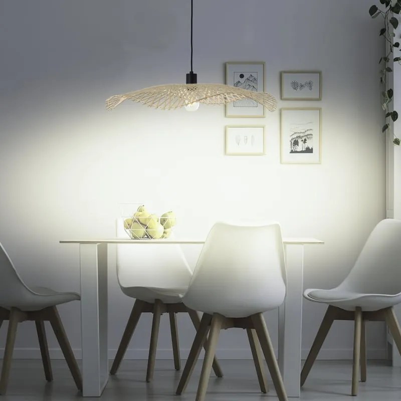Lampadario Boho Pizzi nero paralume beige E27 Ø70cm INSPIRE