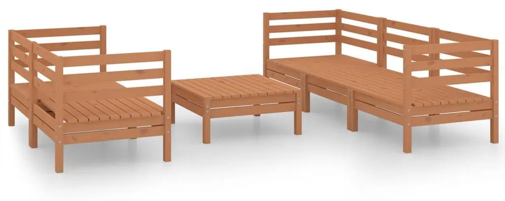 Set divani da giardino 6 pz miele in legno massello di pino