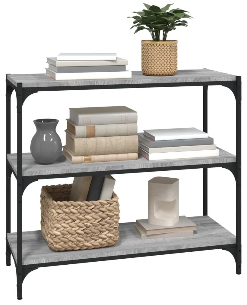 Libreria grigio sonoma 80x33x70,5cm legno multistrato e acciaio