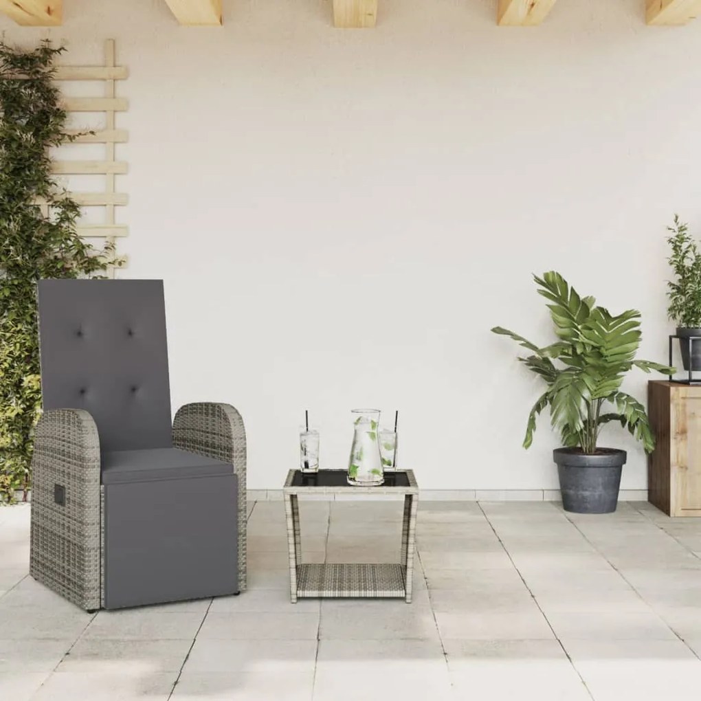 Set Da Pranzo Da Giardino 2 Pz Con Cuscini İn Polyrattan Grigio /