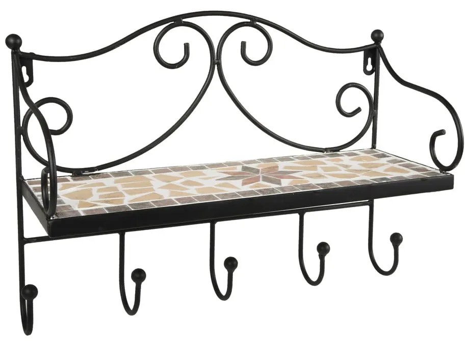 Attaccapanni da parete nero in metallo con scaffale 42 cm Almeria – Garden Pleasure
