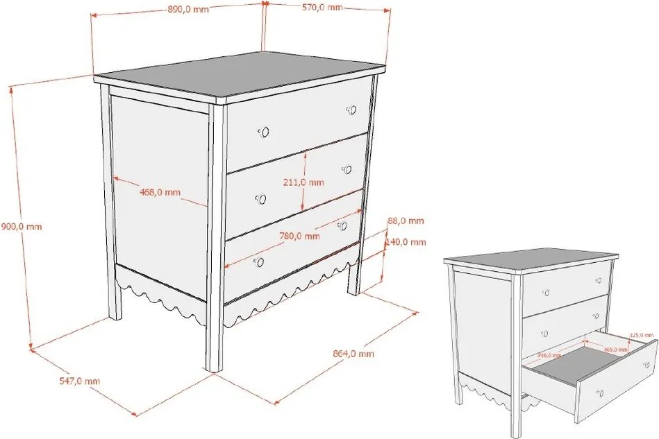 Cassettiera per bambini beige con fasciatoio 89x90x55 cm Swingo – Vipack
