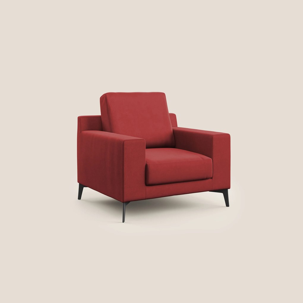 Prestige poltroncina moderna in microfibra smacchiabile T11 rosso