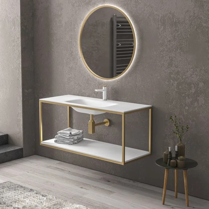 Mobile sospeso 120 cm struttura metallica e ripiano SOP-120 - KAMALU