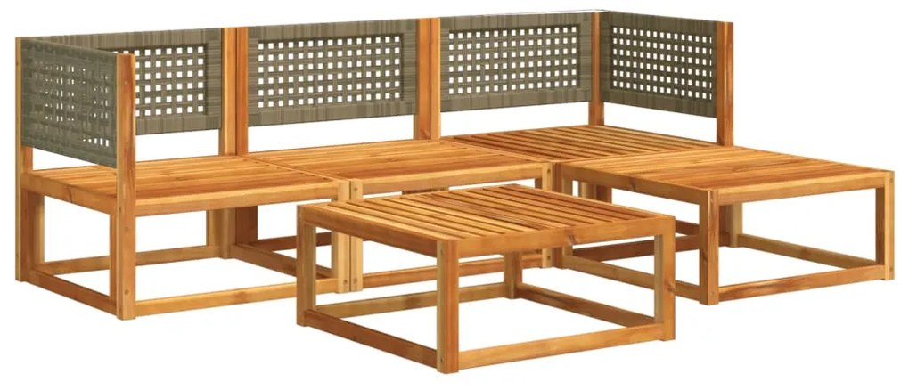 Set divano da giardino 5 pz con cuscini legno massello acacia