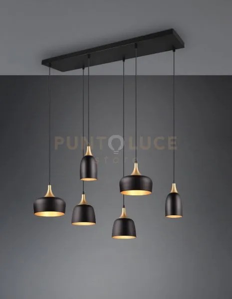 Chiraz sospensione 6 diffusori metallo forme differenti nero e oro ...