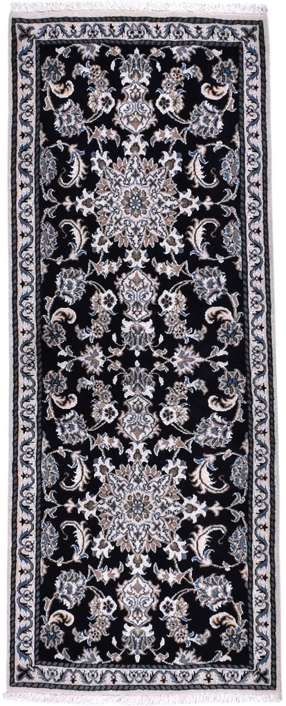 Nain Tappeto 200x80 Blu (Iran) Annodato A Mano