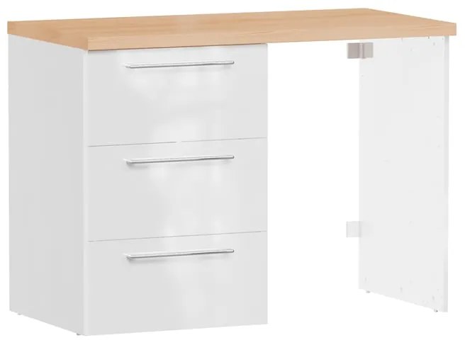 Mobile sottolavabo e lavabo Remix bianco e rovere naturale in truciolare L 122.6 x H 87.5 x P 60 cm 3 cassetti, top incluso