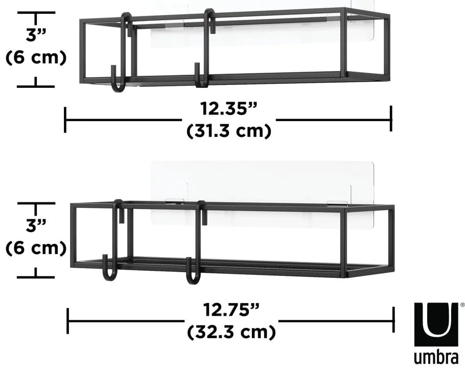 Mensola da bagno autoportante in acciaio nero Cubiko - Umbra