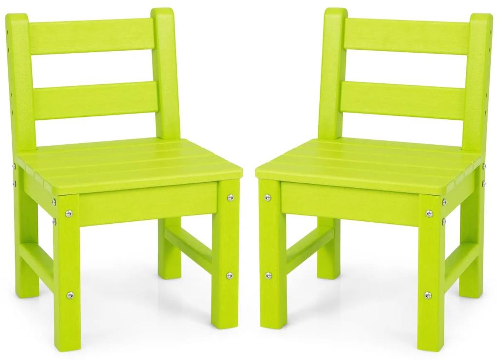 Costway 2 sedie per bambini con schienale per impieghi gravosi, Sedie all'aperto resistente alle intemperie Verde