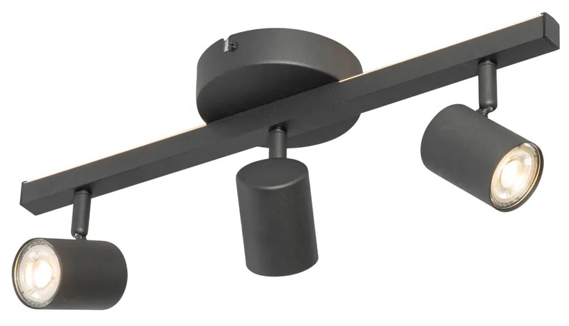 Faretto da soffitto nero GU10 50mm 3 luci con retroilluminazione e interruttore a 3 vie - Back Up