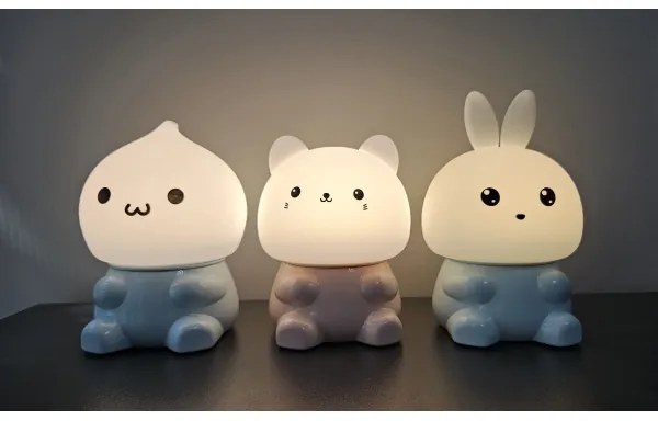 Lampada LED RGBW per bambini, touch, LED 1W 5V USB 1200 mAh con coniglio