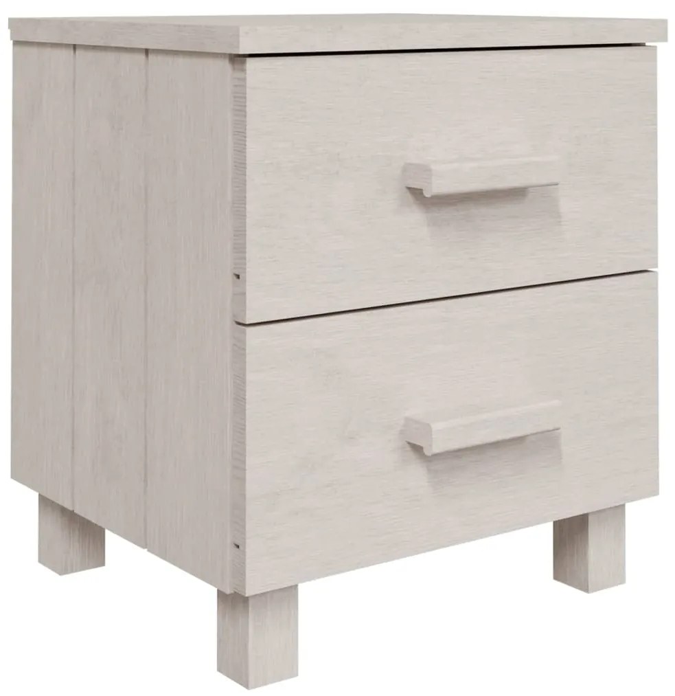 Comodino HAMAR Bianco 40x35x44,5 cm in Legno Massello di Pino