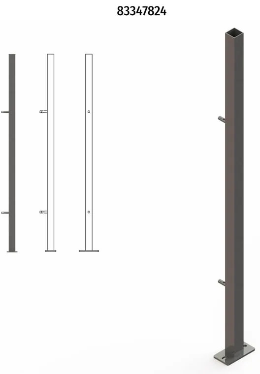 Palo partenza per recinzione Luxury in ferro finitura verniciato Nero H 110 cm x L 4 cm x P 4 cm