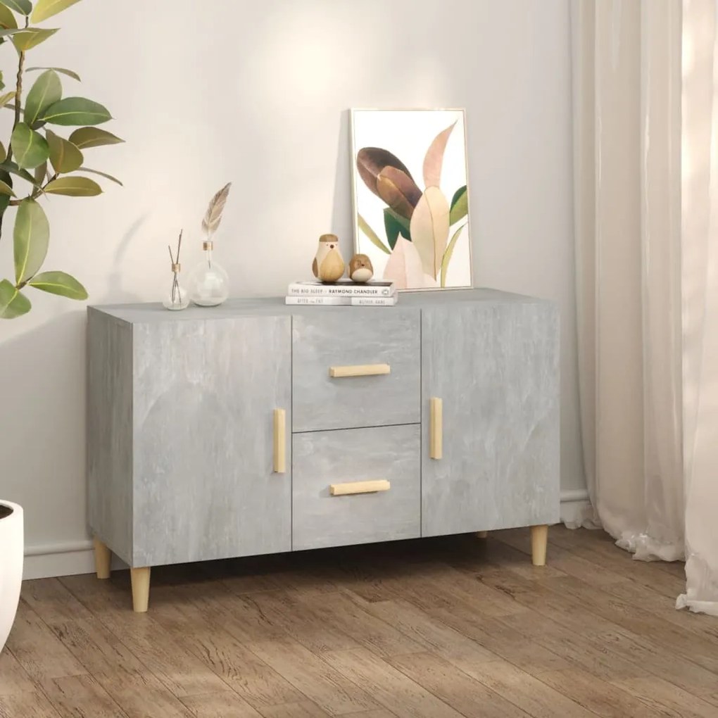 Credenza grigio cemento 100x36x60 cm in legno multistrato