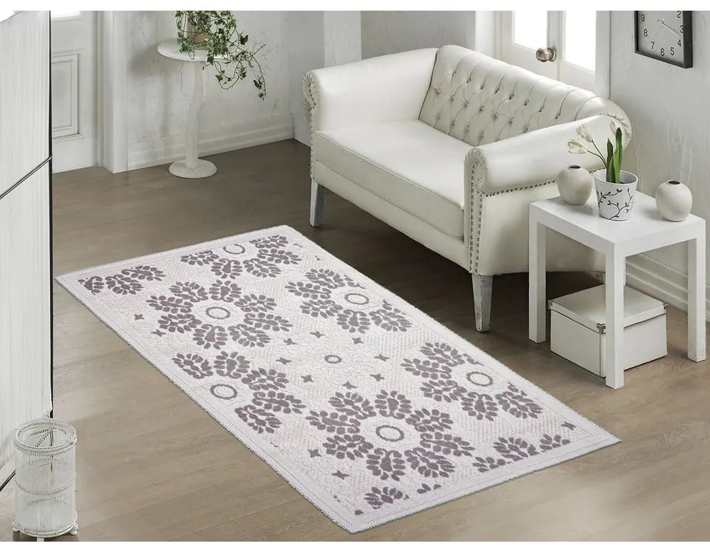 Tappeto in cotone grigio e beige , 60 x 90 cm Papatya - Vitaus