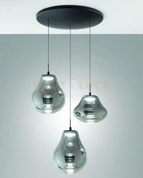 Deva sospensione fume' 3 luci tonda a led cct 2700k - 3000k - 4000k...