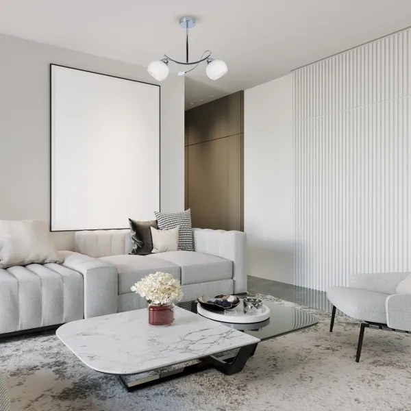 Lampadario a sospensione con supporto rigido CONNOR 2xE27/15W/230V cromo lucido/bianco