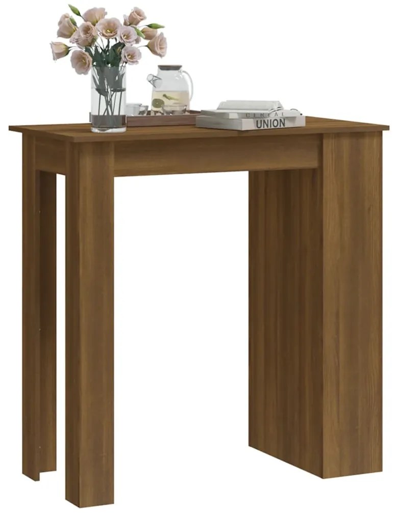 Tavolino da bar con ripiani marrone rovere 102x50x103,5 cm