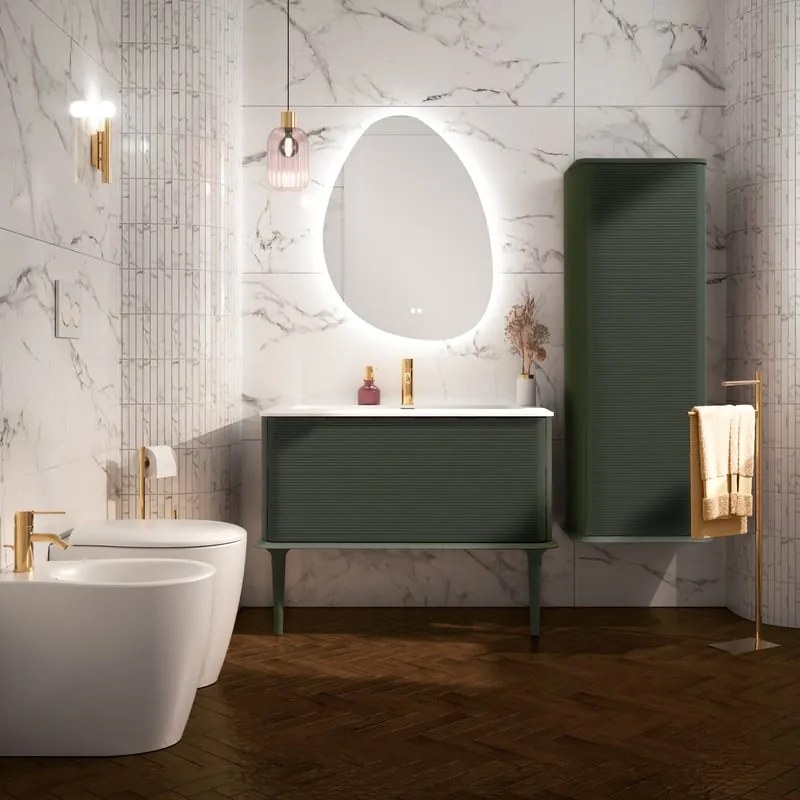 Mobile da bagno sospeso sotto lavabo L 98 x H 42 x P 50 cm verde laccato opaco, 1 cassetto BADEN HAUS Bohemia