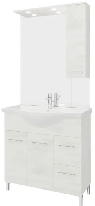 Mobile bagno con lavabo e sifone L 85 x H 81.5 x P 50.5 cm legno bianco in truciolare, 2 ante 2 cassetti per vasca centrale Symoa