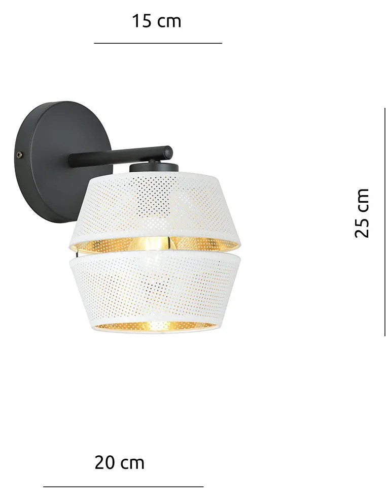 Applique Contemporanea 1 Luce Enea In Metallo Bianco E Oro