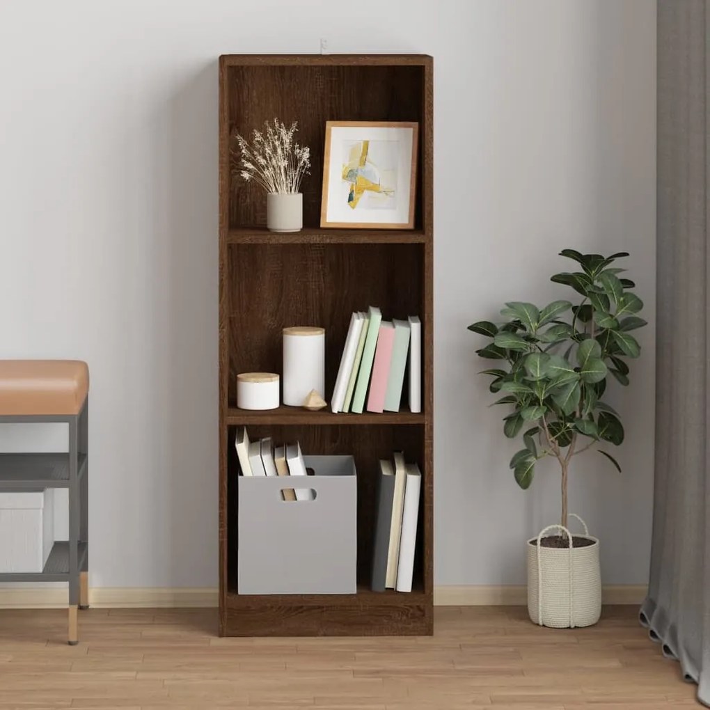 Libreria 3 ripiani rovere marrone 40x24x109cm legno multistrato