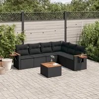 Set Divani da Giardino con Cuscini 7pz Nero Polyrattan 3259248