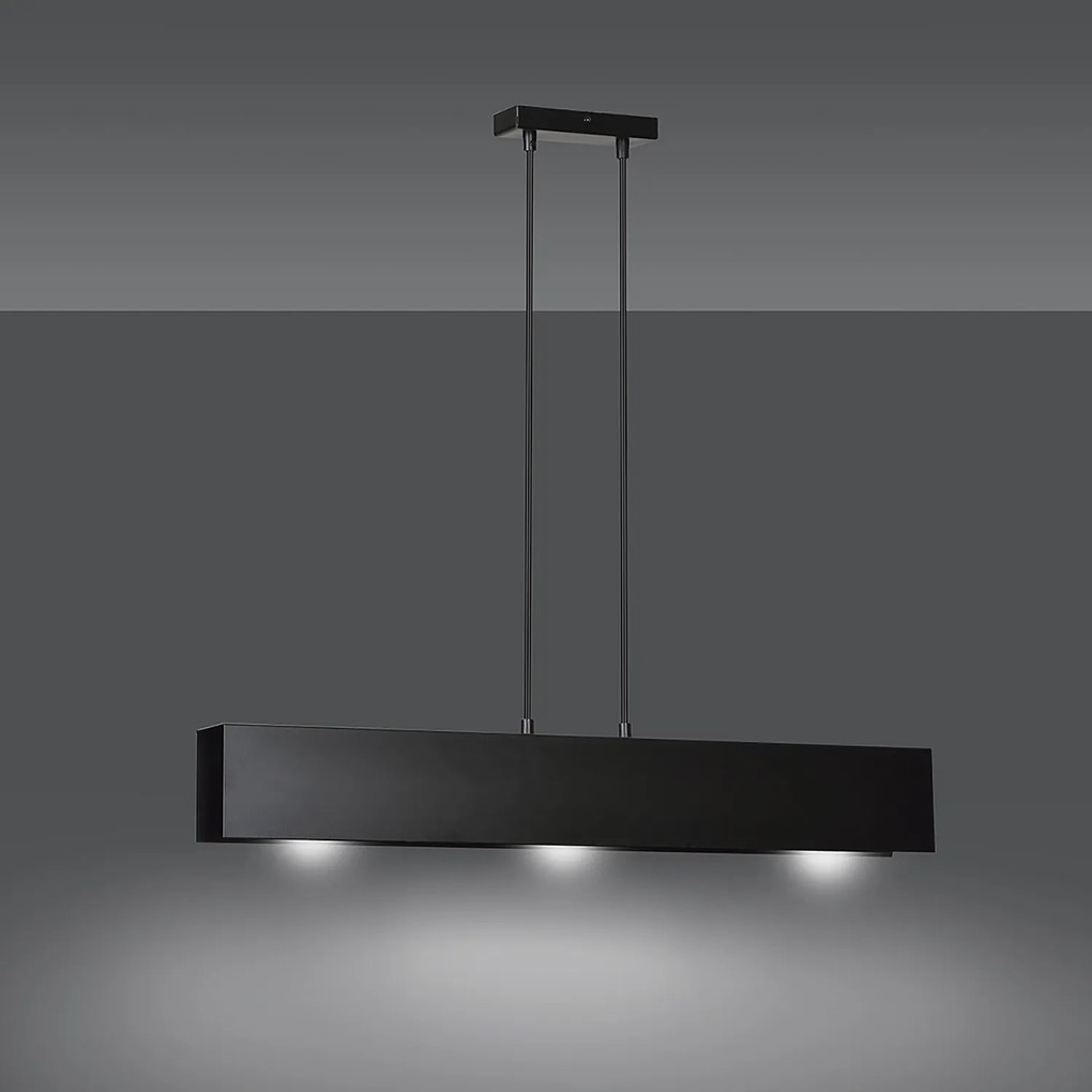 Lampadario Moderno 3 Luci Hachiman In Acciaio Nero