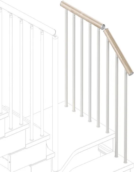 Balaustra in kit IRIS Gala in legno bianco, corrimano in legno bianco, L 120 cm fissaggio a pavimento
