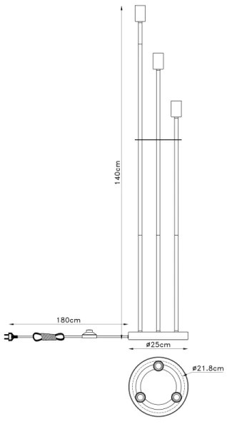 Globo 54008-3S - Lampada da terra MARTHA 3xE27/60W/230V
