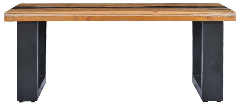 Tavolino da caffè 100x50x40 cm legno massello teak e poliresina