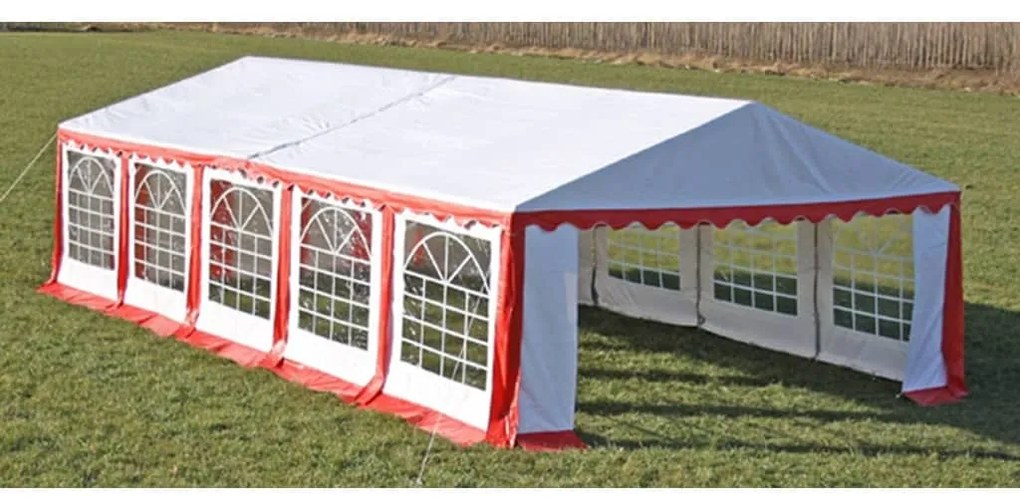 Tetto E Pareti Di Gazebo Da Festa 10 X 5 M Rosso & Bianco /
