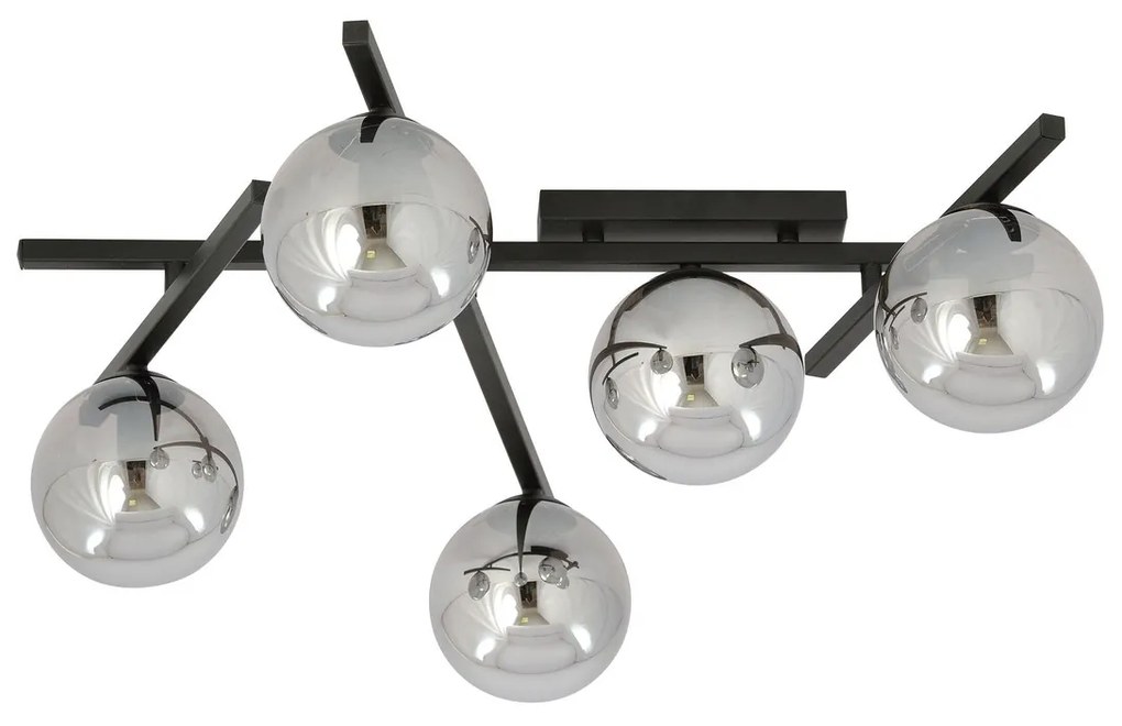 Lampadario da Soffitto in Acciaio e Vetro SMART 5 Nero 5xE14