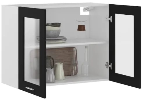 Armadio Sospeso con Vetro Nero 80x31x60 cm in Truciolato