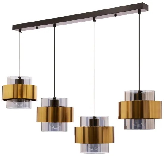 Lampadario a sospensione con filo SPIEGA 4xE27/60W/230V oro/nero