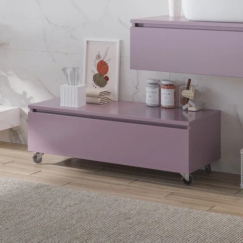 Composizione bagno con mobile a rotelle e mobile sospeso 100 cm | KAM-KK1002 - KAMALU