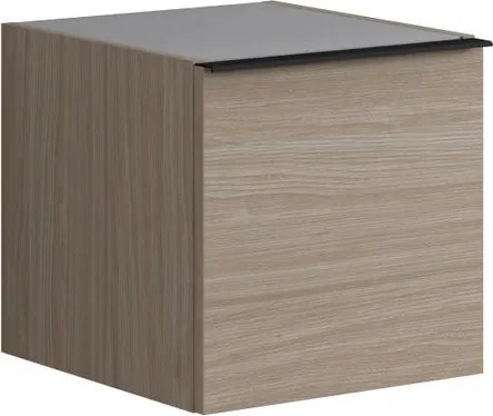 Base laterale Pixel con anta Plain olmo Rousseau e maniglia alluminio nero opaco L.40 H.40 P.45,5 cm.