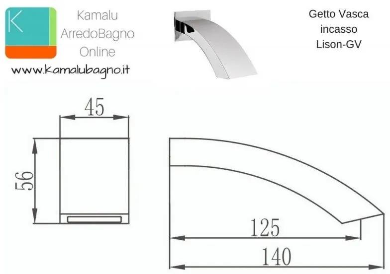 Kamalu - getto vasca a parete in ottone comato modello lison-gv