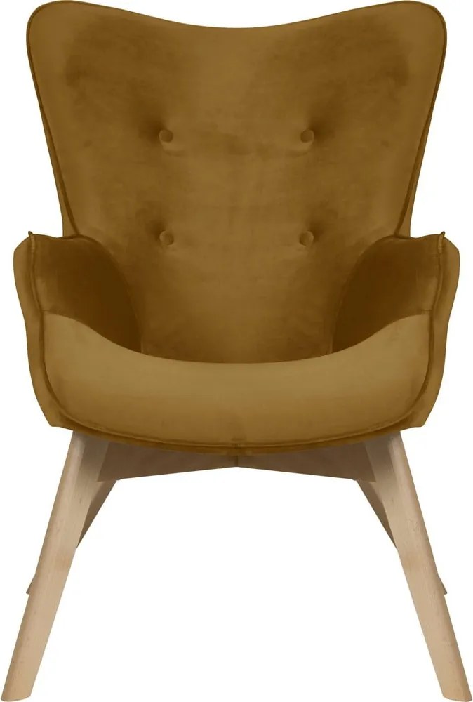 Poltrona color senape con rivestimento in velluto Niko – Ropez