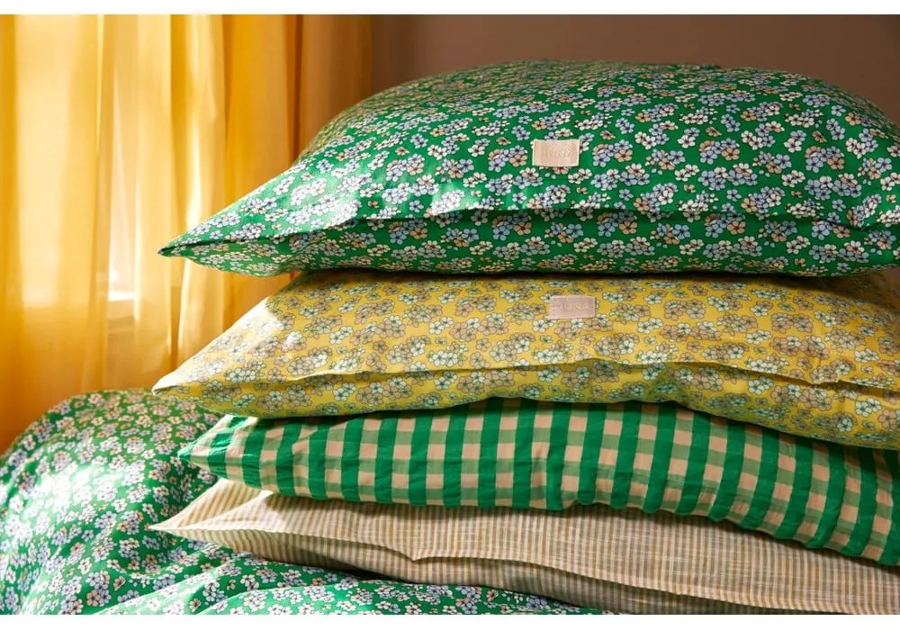 Biancheria da letto singola in cotone sateen verde 140x200 cm Pleasantly - JUNA