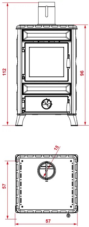 Royal Mary Stufa A Legna Focolare In Ghisa 8kw In Ceramica Rosso