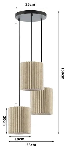 Brilagi - Lampadario sospeso a cavo NORDIC WAVE 3xE27/15W/230V diam. 38 cm lino/nero
