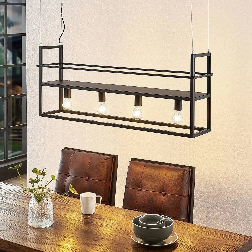 Lampada a sospensione Grisela Lindby, dimmerabile, Nero, Soggiorno / Sala da pranzo, Metallo, Moderno, Lampada a sospensione