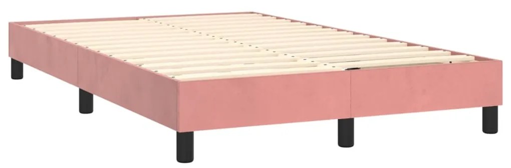 Letto a molle con materasso e led rosa 120x200 cm in velluto