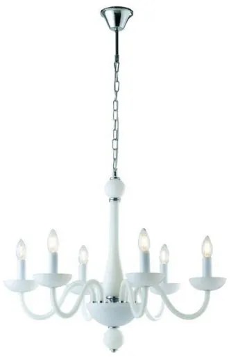 Lampadario alfiere bianco/cromo 6xe14 74x178cm i-alfiere-6 bco