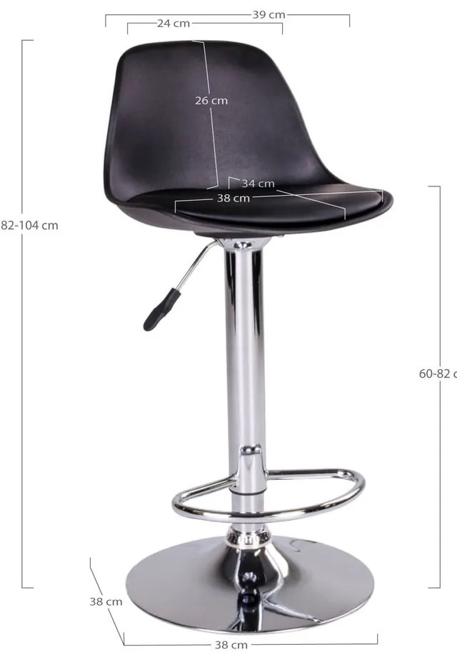 Set di 2 sgabelli girevoli da bar neri da 82 cm Trondheim - House Nordic