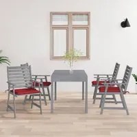 Sedie Pranzo per Esterni con Cuscini 4 pz Legno Massello Acacia 3078410